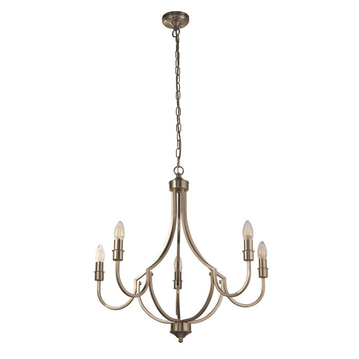 Searchlight  82915-5SS Lodge 5Lt Pendant - Satin Silver Metal