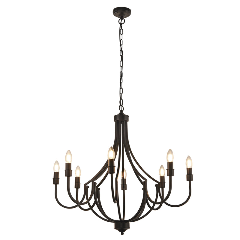 Searchlight  82918-8BK Lodge 8Lt Pendant - Black Metal