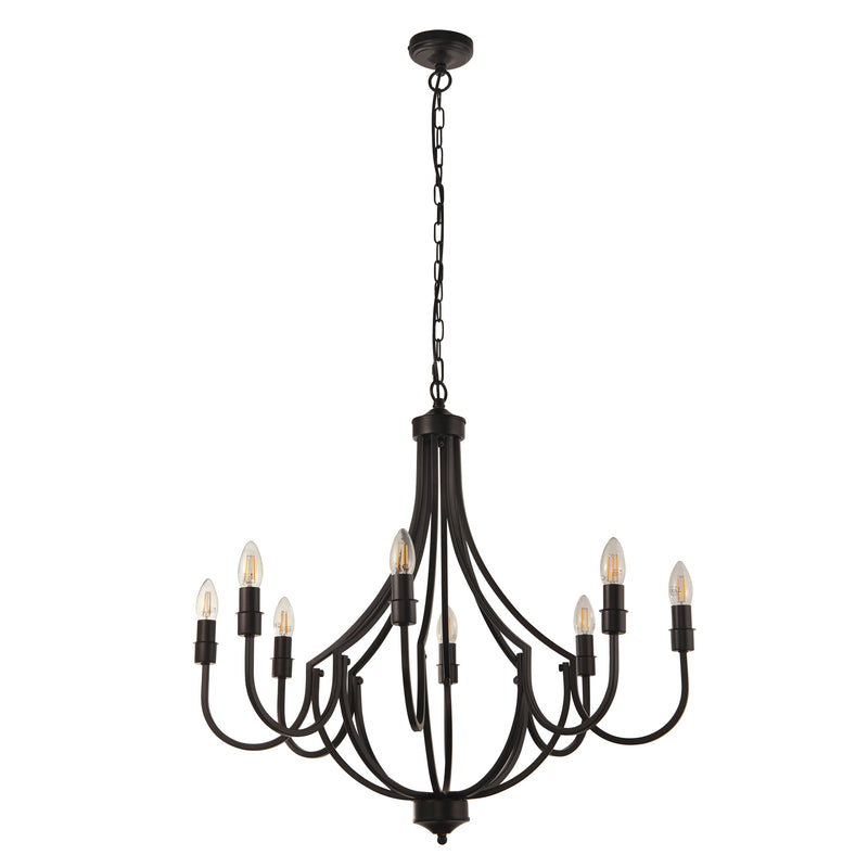 Searchlight  82918-8BK Lodge 8Lt Pendant - Black Metal