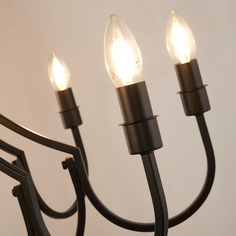 Searchlight  82918-8BK Lodge 8Lt Pendant - Black Metal