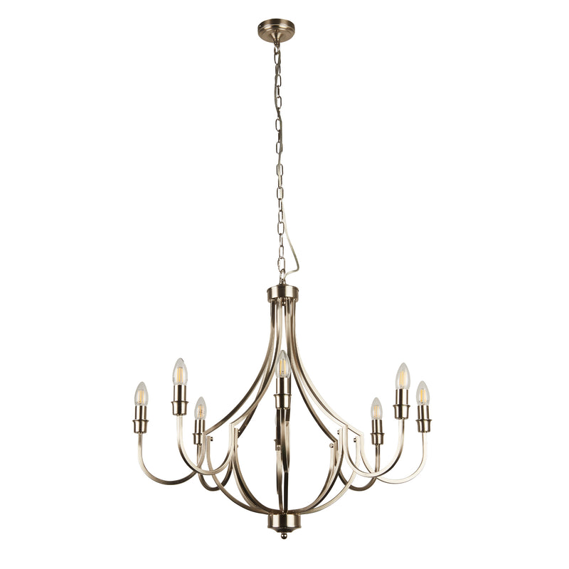 Searchlight  82918-8SS Lodge 8Lt Pendant - Satin Silver Metal