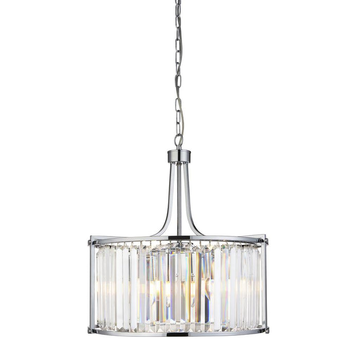 Searchlight  8295-5CC Victoria  5Lt Drum Pendant  - Chrome Metal & Clear Crystal