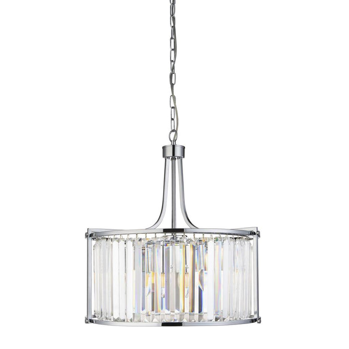 Searchlight  8295-5CC Victoria  5Lt Drum Pendant  - Chrome Metal & Clear Crystal