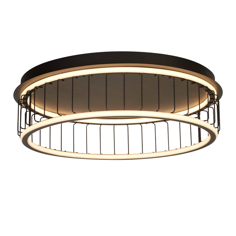 Searchlight  54216-1BK Circolo Cage Flush - Black Metal & White Silicon