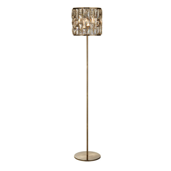 Searchlight  6589AB Bijou Floor Lamp - Antique Brass Metal & Champagne Glass