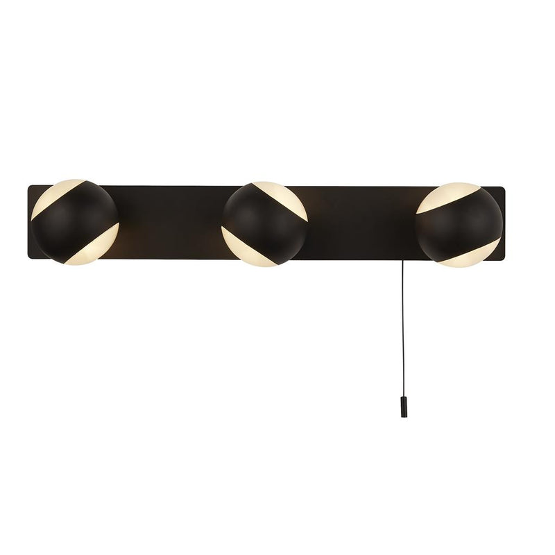 Searchlight  83201-3BK Flare 3Lt Wall Light - Black Metal & Opal Glass