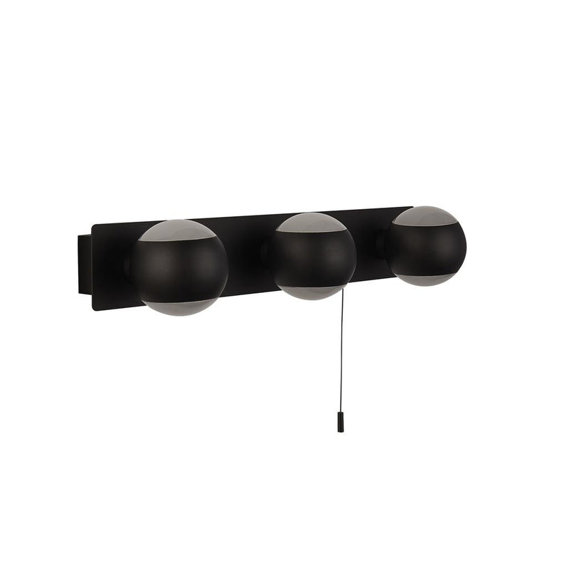 Searchlight  83201-3BK Flare 3Lt Wall Light - Black Metal & Opal Glass