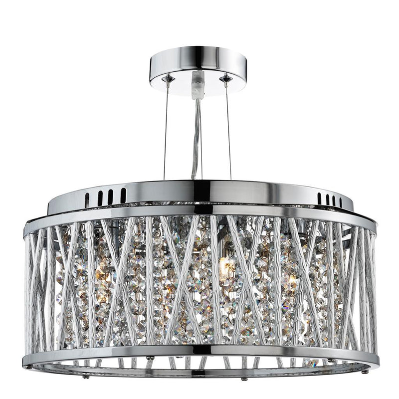 Searchlight  8333-3CC Elise 3Lt Pendant to Semi-Flush - Chrome Metal & Crystal