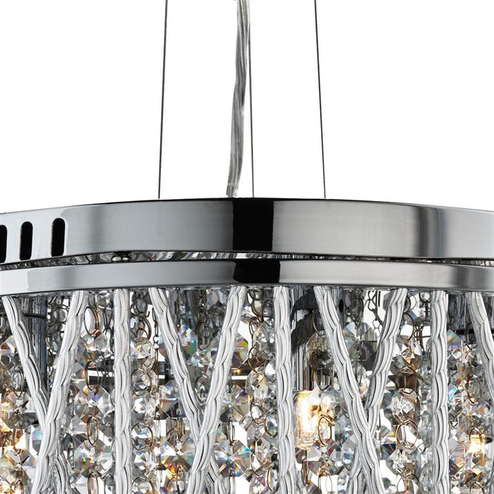 Searchlight  8333-3CC Elise 3Lt Pendant to Semi-Flush - Chrome Metal & Crystal