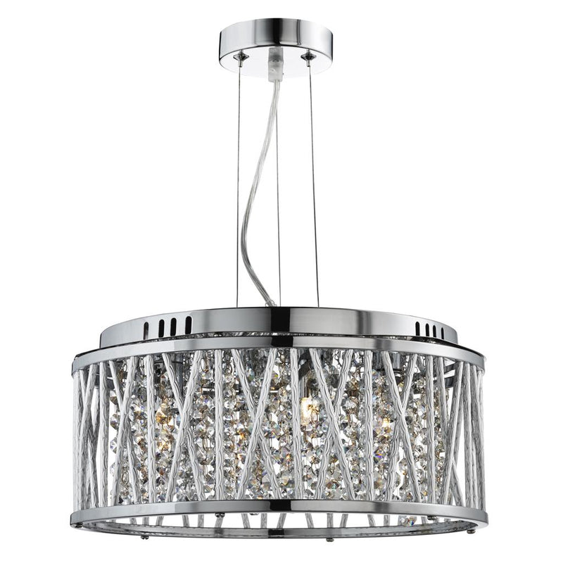 Searchlight  8334-4CC Elise 4Lt Pendant to Semi-Flush - Chrome Metal & Crystal