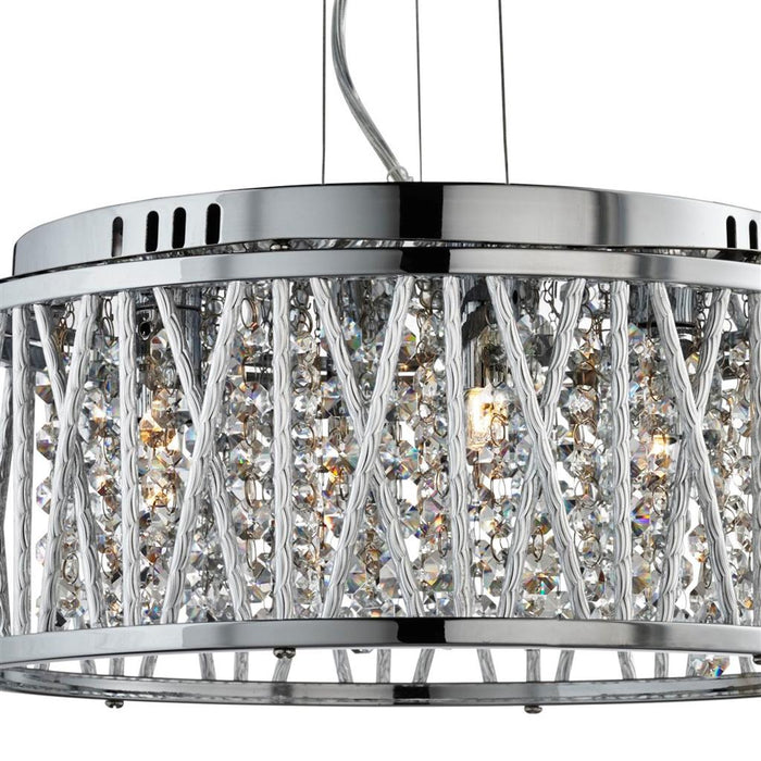 Searchlight  8334-4CC Elise 4Lt Pendant to Semi-Flush - Chrome Metal & Crystal