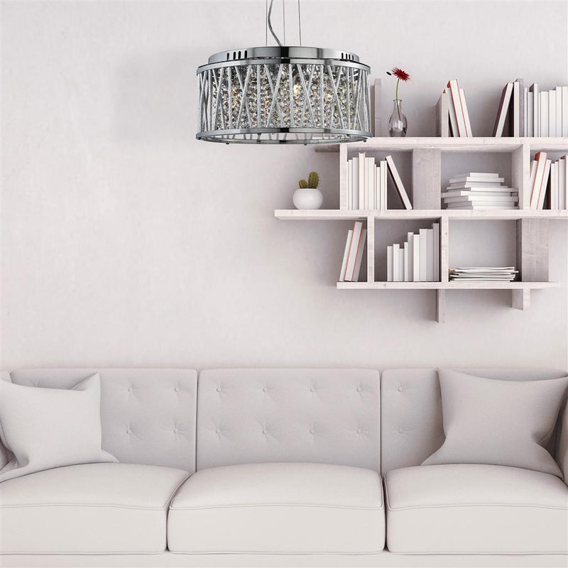 Searchlight  8334-4CC Elise 4Lt Pendant to Semi-Flush - Chrome Metal & Crystal