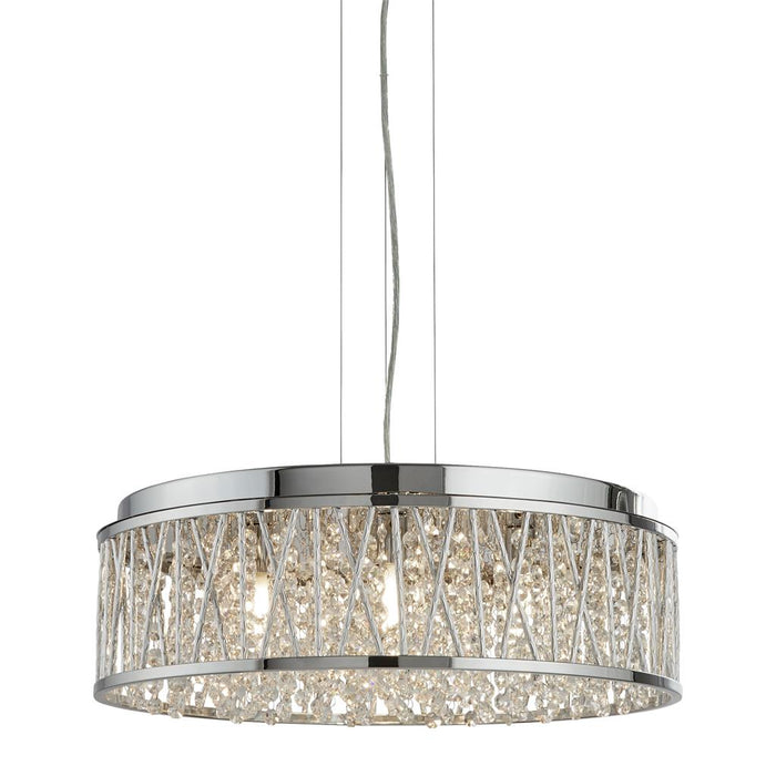 Searchlight  8337-7CC Elise 7Lt Pendant to Semi-Flush - Chrome Metal & Crystal