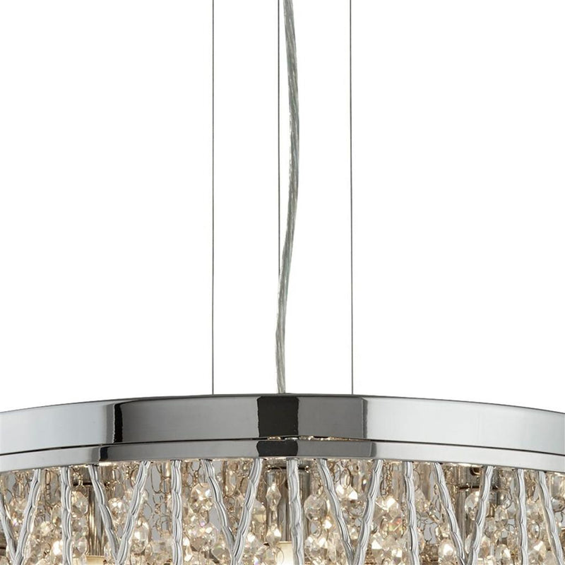 Searchlight  8337-7CC Elise 7Lt Pendant to Semi-Flush - Chrome Metal & Crystal
