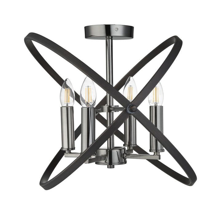 Searchlight  8344-4PW Hoopla 4Lt Semi-Flush - Pewter Metal