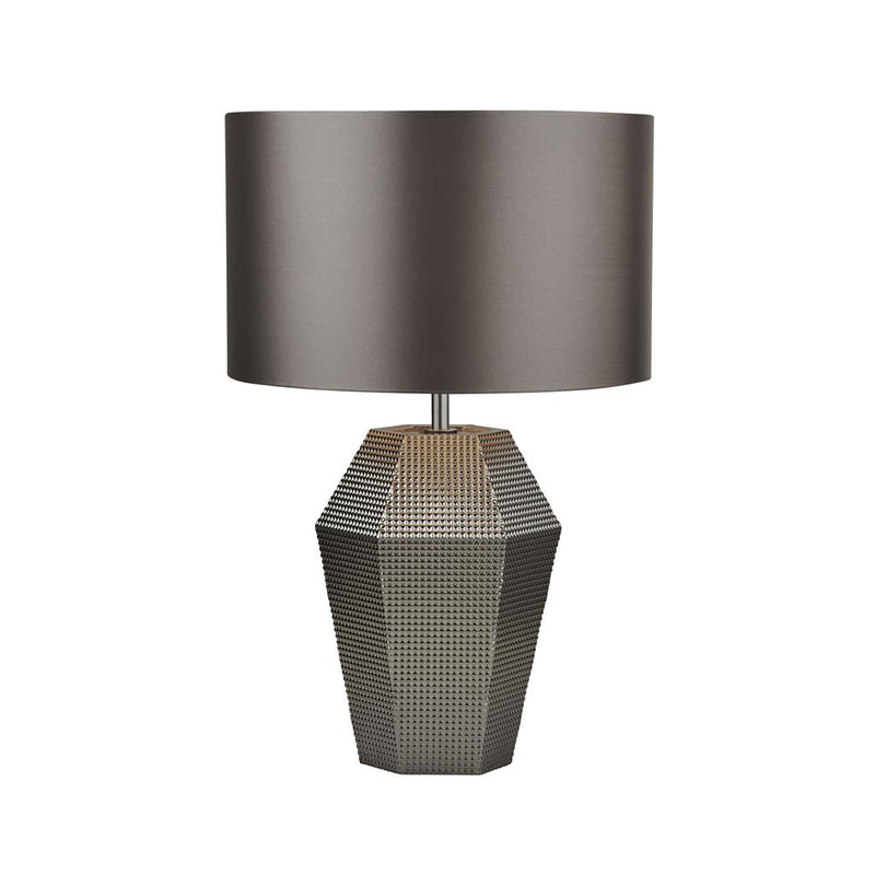 Searchlight  8347SM Lucy Table Lamp - Smoked Glass & Satin Shade