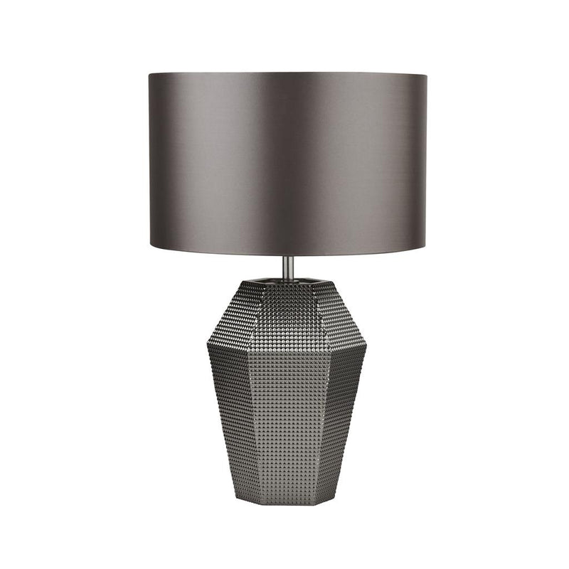 Searchlight  8347SM Lucy Table Lamp - Smoked Glass & Satin Shade