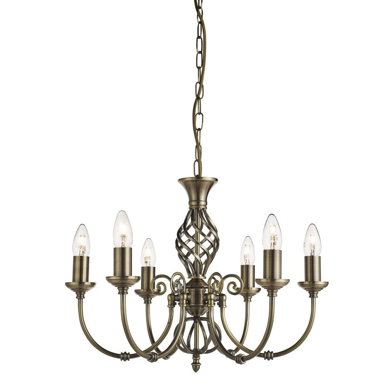 Searchlight  8396-6 Zanzibar 6Lt Pendant - Antique Brass Metal