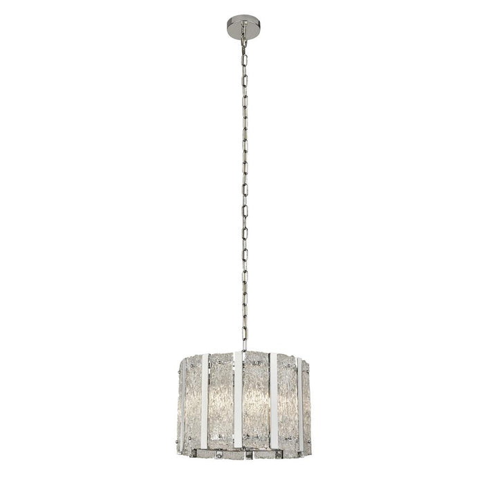 Searchlight  8405-5SS Alexandra 5Lt Pendant - Satin Silver & Aquatex Glass