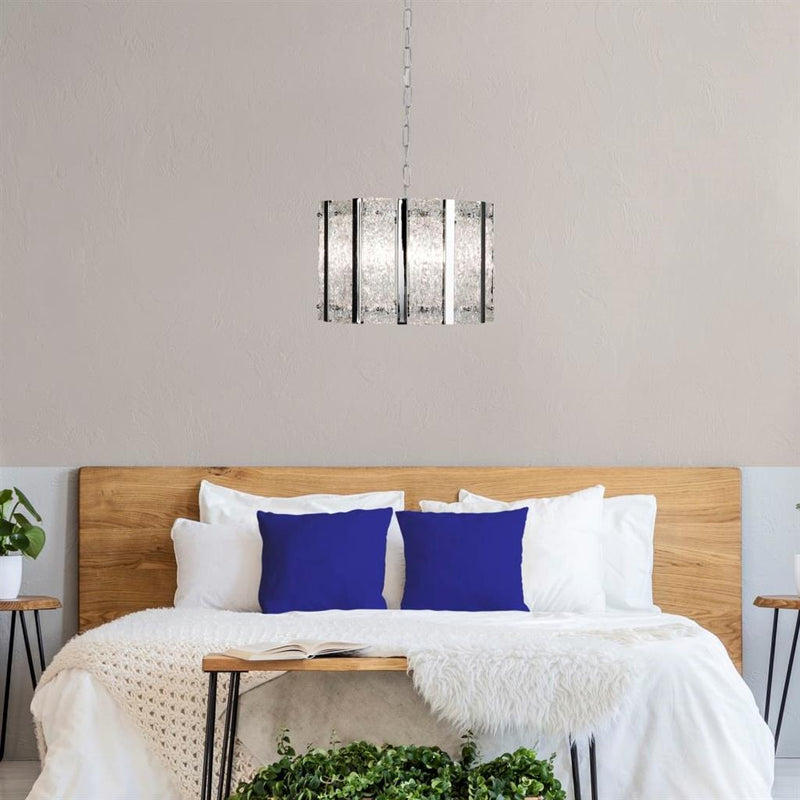 Searchlight  8405-5SS Alexandra 5Lt Pendant - Satin Silver & Aquatex Glass