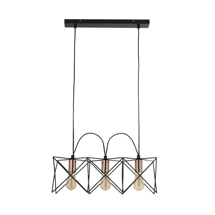 Searchlight  8413-3BK Anthea 3Lt Pendant - Black Metal & Copper