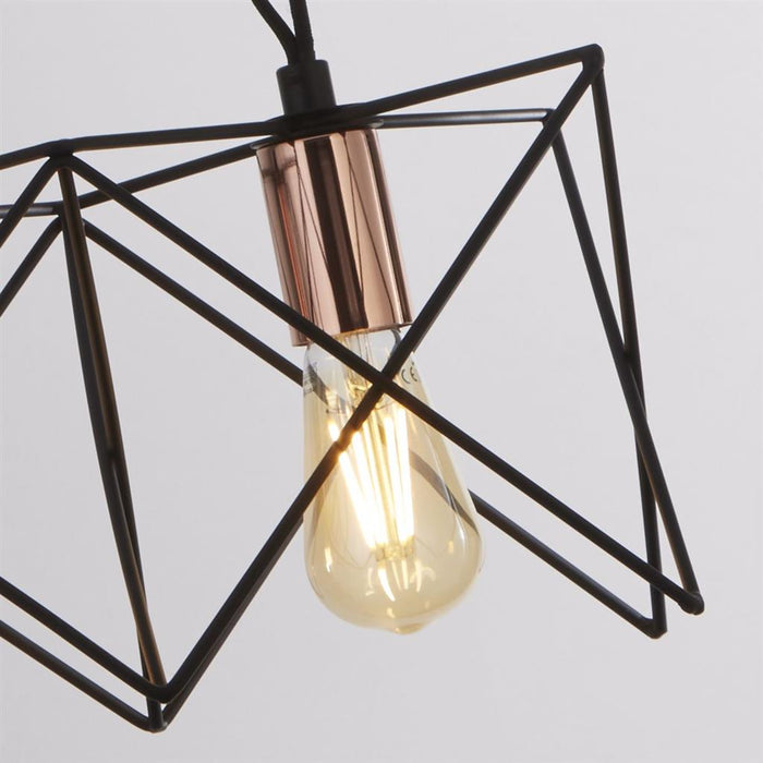 Searchlight  8413-3BK Anthea 3Lt Pendant - Black Metal & Copper
