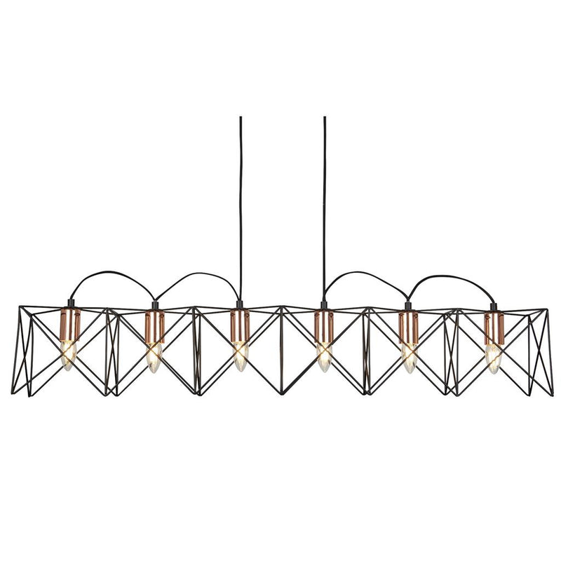 Searchlight  8416-6BK Anthea 6Lt Metal Pendant - Black Metal & Copper