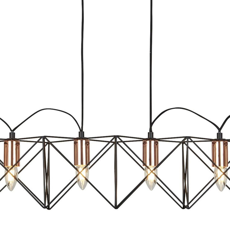 Searchlight  8416-6BK Anthea 6Lt Metal Pendant - Black Metal & Copper