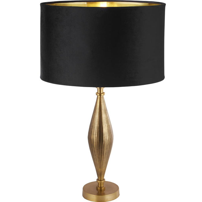 Searchlight  84631BK Rye Table Lamp - Antique Brass Metal & Black Velvet Shade