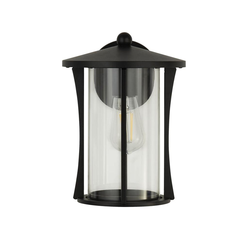 Searchlight  8477BK Pagoda Outdoor Wall Light- Black Metal & Clear Glass