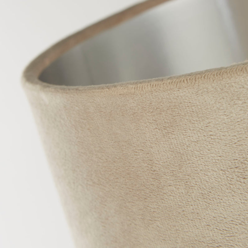 Searchlight  58911TA Finn USB Table Lamp -Satin Nickel Metal & Taupe Velvet Shade