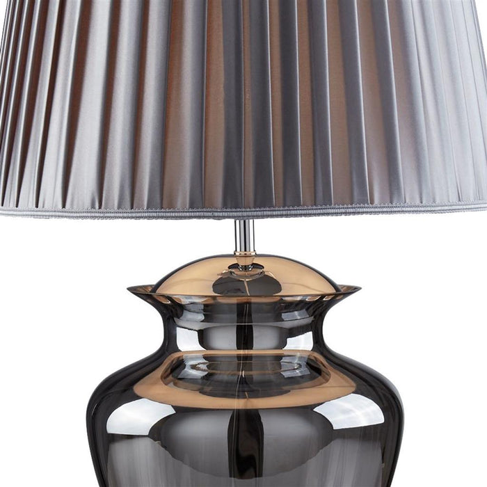 Searchlight  8531SM Elina Table Lamp - Chrome, Smoked Glass & Pewter Shade