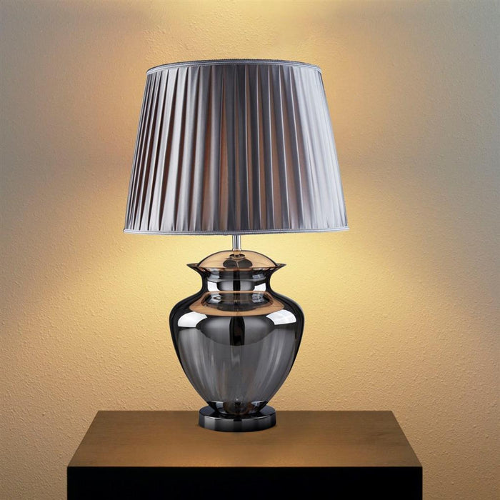 Searchlight  8531SM Elina Table Lamp - Chrome, Smoked Glass & Pewter Shade