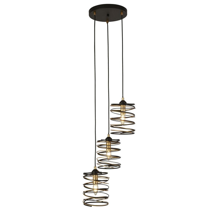 Searchlight  85583-3BGO Spring 3Lt Multi-Drop Pendant - Black Metal & Gold