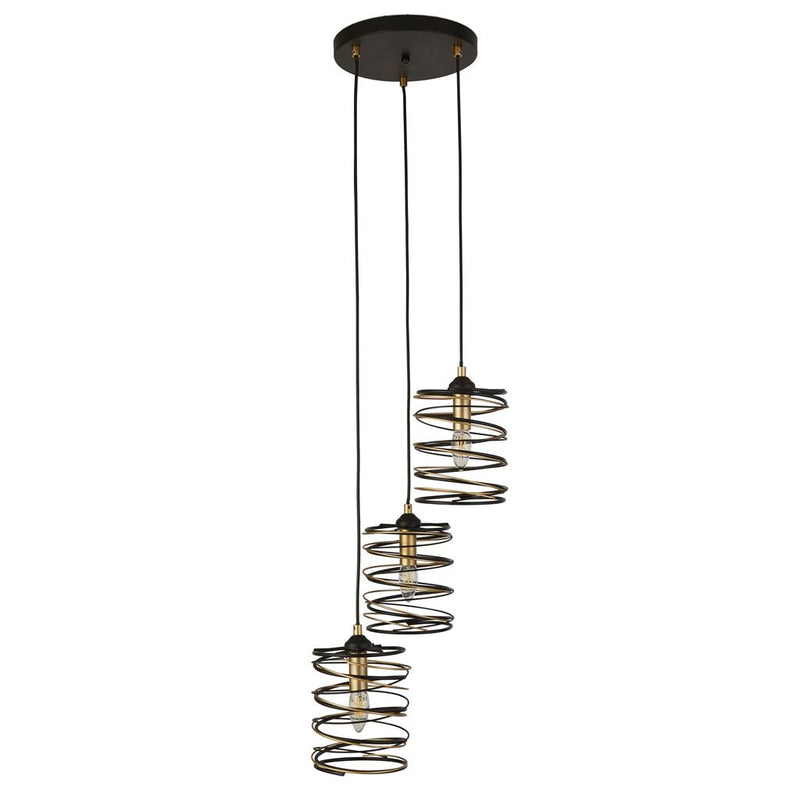 Searchlight  85583-3BGO Spring 3Lt Multi-Drop Pendant - Black Metal & Gold