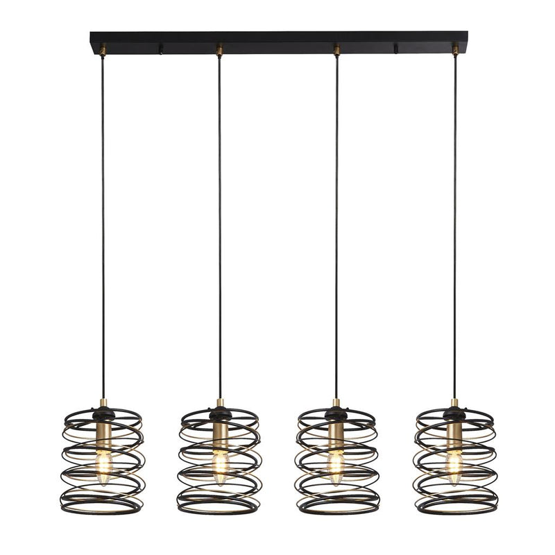 Searchlight  85583-4BGO Spring 4Lt Bar Pendant - Black Metal & Gold