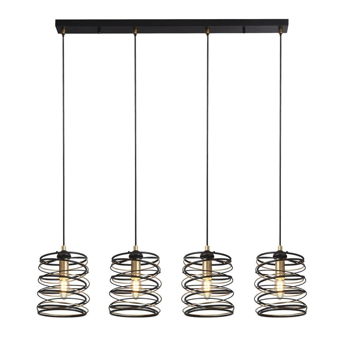 Searchlight  85583-4BGO Spring 4Lt Bar Pendant - Black Metal & Gold