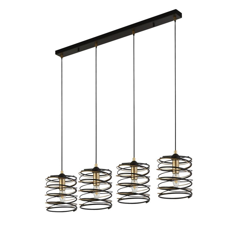 Searchlight  85583-4BGO Spring 4Lt Bar Pendant - Black Metal & Gold
