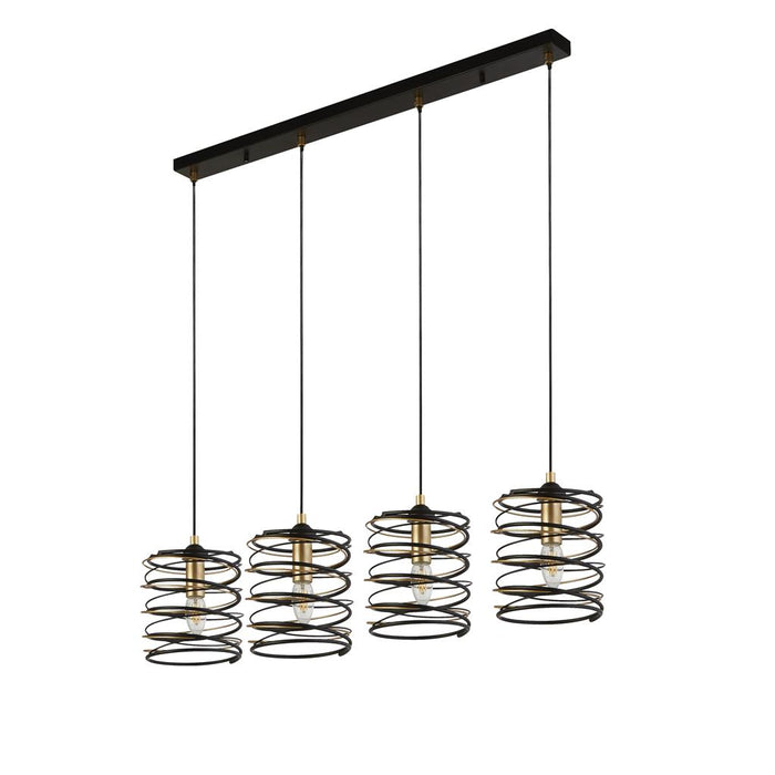 Searchlight  85583-4BGO Spring 4Lt Bar Pendant - Black Metal & Gold