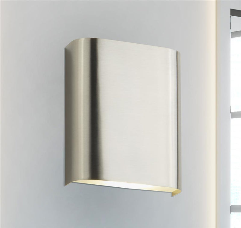 Searchlight  8582-2SS Match Box 2Lt LED Wall Light - Satin Silver & Frosted Glass
