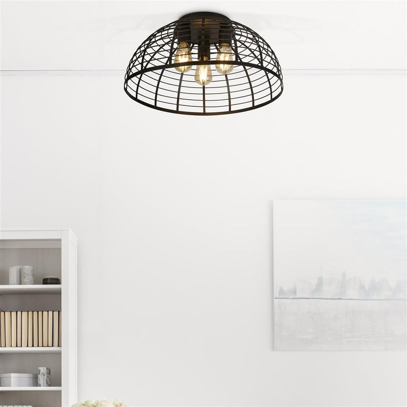 Searchlight  85981-3BK Vision Cage 3Lt Flush - Matt Black Metal