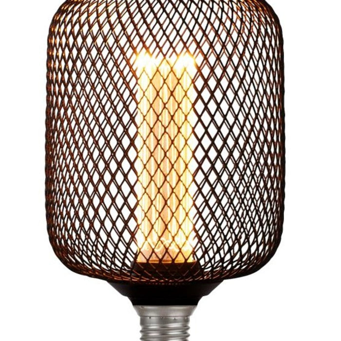 Searchlight  16002BK Wire Mesh Effect Drum Lamp - Black Metal