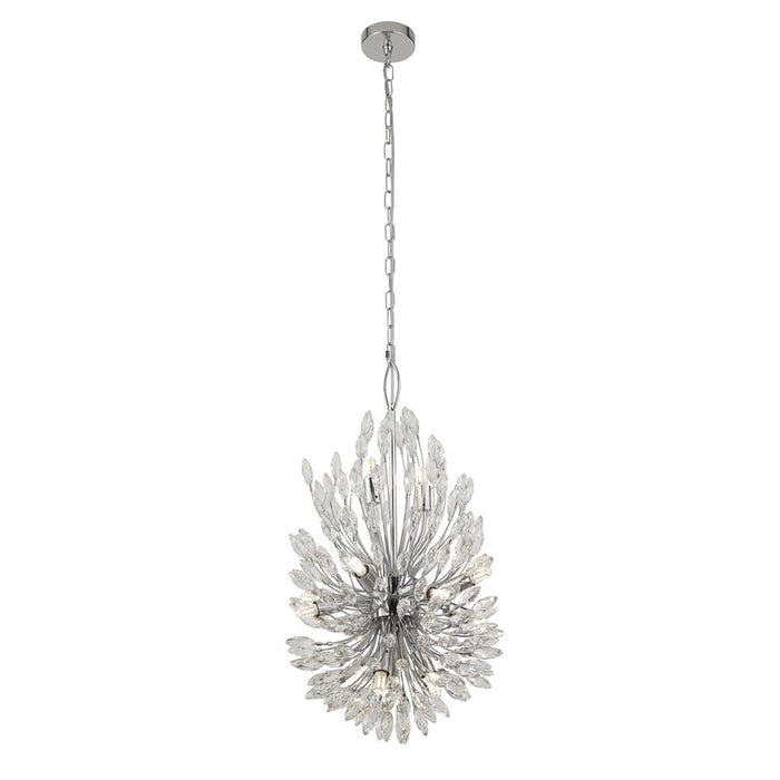 Searchlight  86012-14CC Peacock 14Lt Pendant - Chrome Metal & Crystal