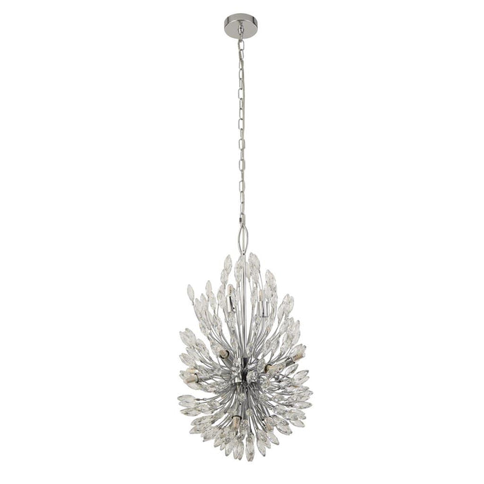 Searchlight  86012-14CC Peacock 14Lt Pendant - Chrome Metal & Crystal