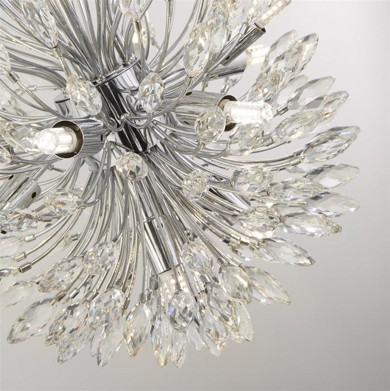 Searchlight  86012-14CC Peacock 14Lt Pendant - Chrome Metal & Crystal