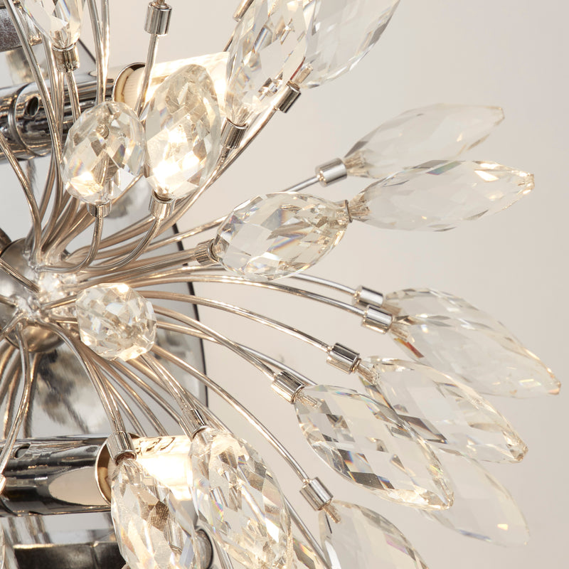 Searchlight  86012-4CC Peacock  4Lt Wall Light - Chrome Metal & Crystal