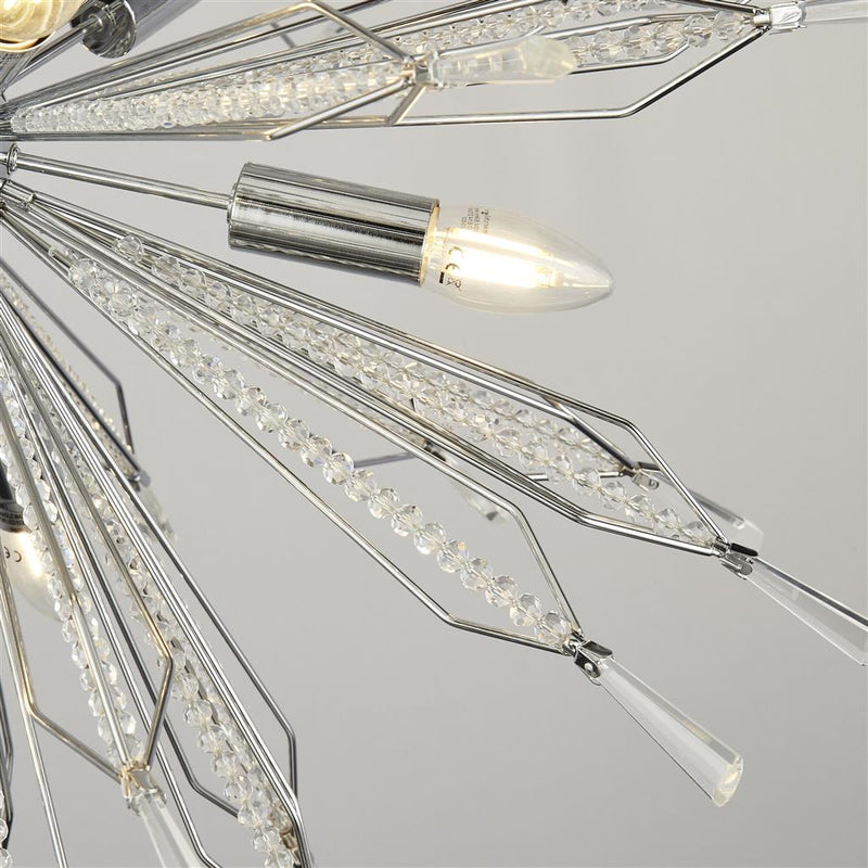 Searchlight  8610-10CC Starburst 10Lt Ceiling Pendant - Chrome & Glass