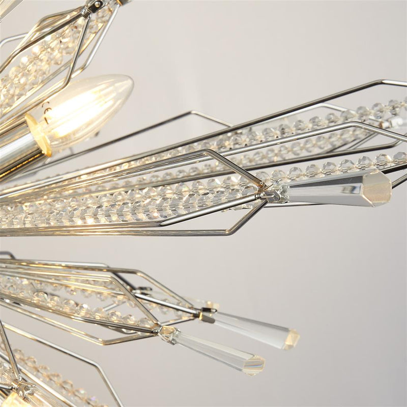 Searchlight  8638-8CC Starburst 8Lt Ceiling Pendant - Chrome & Glass
