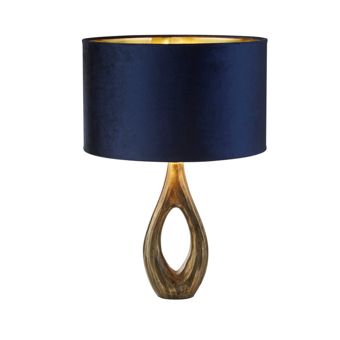 Searchlight  86531AZ Bucklow Table Lamp- Antique Brass Metal & Navy Velvet Shade