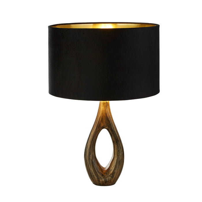 Searchlight  86531BK Bucklow Table Lamp- Antique Brass Metal & Black Velvet Shade